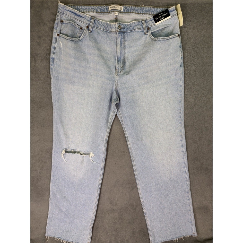 New Abercrombie & Fitch Jeans Womens 20 Plus Blue 90s Relaxed Straight High Rise